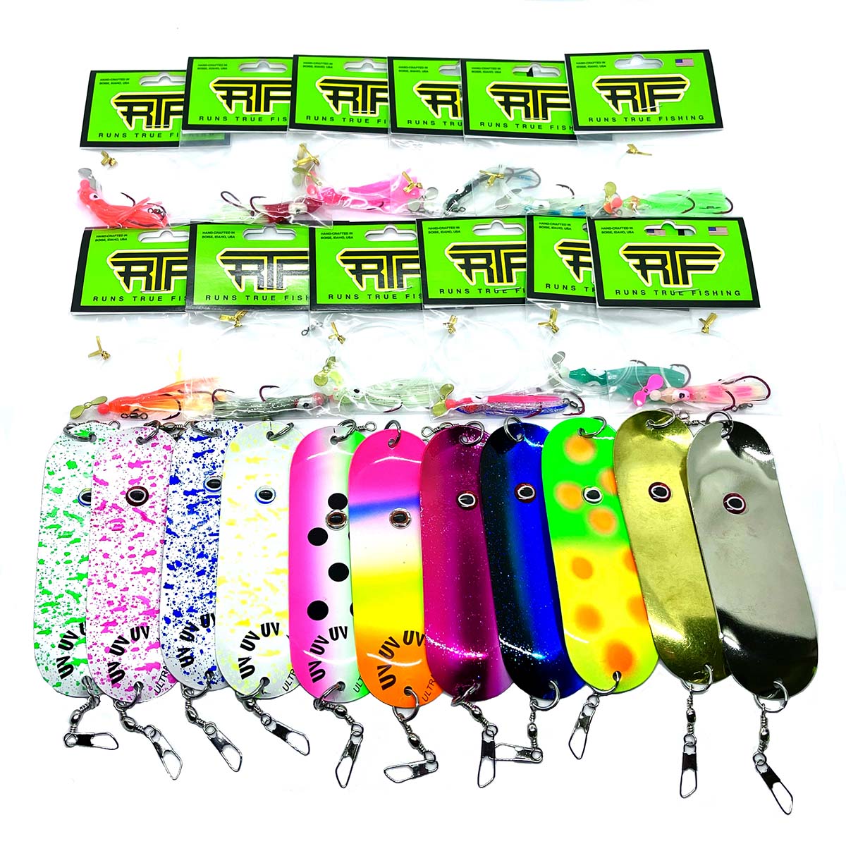 Kokanee and Trout Dodgers and Hoochie tackle