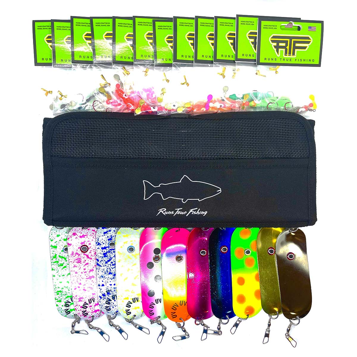 Trout Biting Hook Lure Shield Retro' Hemp Carry All Pouch