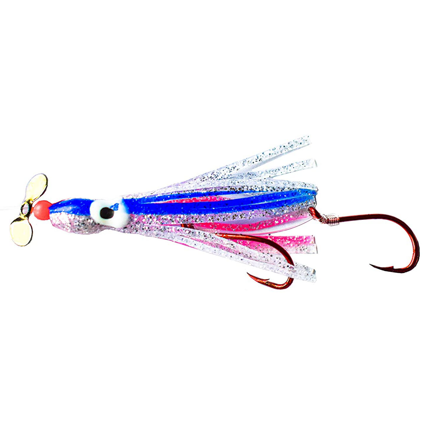Twisted Hoochie – Glow Shrimp w/silver - Kokaneekid Fishing
